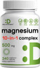 Deal Supplement Vitamin D3 10000iu + K2 200mcg Softgels & Magnesium Complex Veggie Capsules Bundle – Essential Sunshine Vitamins with Coconut Oil – High Absorption Chelated Minerals 10-in-1