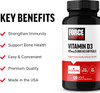 Force Factor Vitamin D3 5000 IU Softgels High-Potency Vitamin D Supplement to Support Immunity and Bone Health Premium Quality No Preservatives 120 Softgels