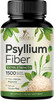 Nature'S Nutrition Psyllium Husk Capsules 1500mg Natural Soluble & Insoluble Fiber Psyllium Husk Powder Fiber Caps Supports Digestion Colon Health & Regularity Non-GMO Vegan Gluten Supplement - 180 Count