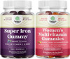 Natures Craft Bundle of Extra Strength Iron Gummies for Women and Men with Vitamin C for Higher Absorption and Delicious Daily Multivitamin for Women Gummies for Adults Energy and Immunity