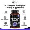 Magnesium Supplements 1200mg - Pure Magnesium Malate Capsules - Bones & Sleep Support - High Absorption Elemental - Vegan High Strength  2 Months Supply