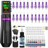 Tattoo Kit, Poseidon Tattoo Pen Kit With 20 Pcs Tattoo Cartridge Machine, Tattoo Pen With 1800Mah Capacity Wireless Power, Tattoo Gun Kit With Japan Coreless Motor Digital Display For Tattoo Equipment