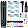 Tattoo Kits With Everything, 10000Rpm Wireless Tattoo Gun, 40*Cartridge Needle, 5*Supplies Holder, 8*Tattoo Ink, Fake Skin Stencil Papers Gel, Ink Mixer, Professional Tattoo Kit With Full Supplies
