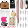 Permanent Eyebrow Makeup Tattoo Machine Kit With 15 Pcs Cartridge Needles And 6Color Tattoo Inks Set For Practice 5Ml/Bottle Tattoo Ink Pigment Kit For 3D Makeup Beauty Skin Body Art
