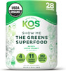 Kos Organic Super Greens Powder Erythritol - Plant Based Superfood Blend With Spirulina, Chlorella & Wheatgrass - Usda Certified Organic, Green Juice Smoothie - Apple Flavor - 28 Servings