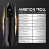 Ambition Troll Wireless Tattoo Machine - Rotary 1950Mah Battery Tattoo Cartridge Pen With Digital Lcd Display Custom Coreless Motor