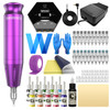 Wormhole Tattoo Kit Tattoo Pen Kit Rotary Tattoo Machine Kit With Power Supply 20 Cartridge Needles 10 Tattoo Ink 40 Tattoo Ink Caps Complete Tattoo Kit For Beginners (Purple)