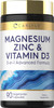 Carlyle Magnesium Zinc And Vitamin D3  90 Capsules  3-In-1 Advanced Formula  Vegetarian Non-Gmo And Gluten Free