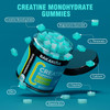Creatine Monohydrate Gummies 5G For Men & Women - 120 Sugar Gummies With Magnesium Glycinate, L-Threonate, L-Taurine + Vitamin B12 For Muscle Support, Energy Boost, (Blueberry Flavor)