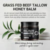 Beef Tallow And Honey Balm For Men: Grass Fed Whipped Beef Tallow With Honey - Face Body Moisturizer 2Oz - Organic Unscented Fast Absorption Tallow Cream Infused With Manuka Honey Beeswax Olive Oil