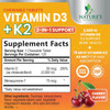 Vitamin D3 K2, Chewable Cherry D3 2000 Iu Plus K2 (Mk-7) 75 Mcg - 2 In 1 Vitamins D & K Complex - Vitamin K2 Mk7 + D3 Supplement Supports Immune & Heart Health, Calcium Absorption, Bones - 120 Tablets