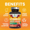 Vitamin D3 K2, Chewable Cherry D3 2000 Iu Plus K2 (Mk-7) 75 Mcg - 2 In 1 Vitamins D & K Complex - Vitamin K2 Mk7 + D3 Supplement Supports Immune & Heart Health, Calcium Absorption, Bones - 120 Tablets