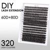 Lash Clusters 320Pcs Individual Lashes 60D&80D Diy Lash Extensions D Curl Lash Clusters False Eyelashes Natural Look 10-16Mm Mix Cluster Eyelash Extensions Easy To Use (60D+80D-0.07D)