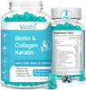 2 Pack Biotin Gummies 15000 Mcg With Collagen & Keratin For Hair Skin Nails & Joints- Women Men, Kids - 120 Blueberry Flavored Gummies