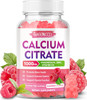 Calcium Citrate Gummies 1000Mg W/Vitamin D3, High Absorption Calcium Supplement For Women & Men, Plus Magnesium, Potassium, Zinc For Muscle & Immune, Sugar-Free, Raspberry Flavor, 60 Count