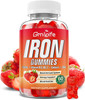 Iron Gummies For Women, Men & Kids, Sugar Iron Supplement With Calcium, Zinc, Folate & Vitamin B12, C, B6 - For Blood Building & Energy Support, Anemia, Strawberry, 60 Count