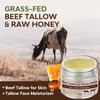 Beef Tallow And Honey Balm For Skin: Tallow Face Moisturizer With Honey - Grass-Fed Beef Tallow & Raw Wild Honey Balm - All-Natural Hydration For Face & Body - 2Oz