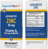Superior Source Advanced Zinc, With Zinc (25 Mg) And D3 (5,000 Iu), Quick Dissolve Microlingual Tablets, 60 Ct, Promotes A Healthy Immune System, Non-Gmo