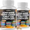 Lions Mane Mushroom 3000Mg Turkey Tail 2000Mg Chaga & Reishi 1000Mg Cordyceps Shiitake White Elm King Trumpet Nameko Oyster Porcini Focus & Energy - Made In Usa - 2-Pack (120Ct)