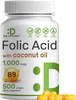 Deal Supplement Folic Acid 1000 Mcg (1 Mg), 500 Coconut Oil Softgels  Bioavailable Prenatal Vitamins (Vitamin B9) – 1,667 Mcg Dfe – Easy To Swallow, Non-Gmo, & No Gluten