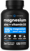 Nutrachamps Magnesium Zinc & Vitamin D3 Supplement - Most Bioavailable Forms Magnesium Glycinate, Malate, Citrate - Bone, Muscle & Heart Health, Immune Support - 120 Vegan Capsules