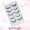 Natural Fiber Self-Adhesive Eyelashes Set - Handmade Vegan Lashes For Beginners, Easy To Use Wispy Falsies -Doll And Cat Eye Lashes, Reusable Strip Lashes By Royalea (5-Pair Variety Pack)
