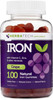 Iron Gummies For Adults And Kids, Chewable Multivitamin Supplement With Iron, Vitamin C, A, B, Zinc, Folic Acid, And Biotin (Grape Flavored) Vegan Safe, Made In The Usa From Herbatech
