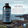 Life's Fortune Organic Cod Liver Oil Liquid Lemon Flavor Supplement - High Potency Fish Oil Omega 3 DHA & EPA Vitamin A E & D3 - Immune Health Joints GMO Free 1000 mg (8 Oz)