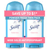 Secret Antiperspirant And Deodorant For Women 24Hr Sweat & Odor Protection Ph Balanced Protection Gentle On Skin Wide Solid Powder Fresh Scent 2.7 Oz (Pack Of 2)