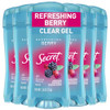 Secret Fresh Antiperspirant Deodorant For Women 72Hr Breathable Sweat & Odor Protection Instant Freshness & Gentle Ph Balancing Minerals Clear Gel Refreshing Berry Scent 2.6 Oz (Pack Of 6)