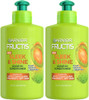 Garnier Fructis Sleek & Shine Leave-In Conditioning Cream For Frizzy Dry Hair Plant Keratin + Argan Oil 10.2 Fl Oz 2 Count (Packaging May Vary)
