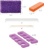 Forpro 5-Piece Pedi Kit 100-Count Individually-Packed Pedicure Set Purple Pumice Pad Wood Nail File 80/100 Grit Mini Buffer 80/100 Grit Wood Stick Toe Separators