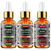 3 Pack Face Serum Set - Includes Vitamin C Retinol & Hyaluronic Acid - Firming Brightening & Hydrating - Reset Your Skin Day And Night