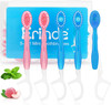 Erinde 5 In 1 Mini Disposable Toothbrushes With Toothpaste + Tongue Scraper + Picks + Floss Travel Case Prepasted Travel Toothbrushes Pick For Work Or Travel Soft Brushes 12 Count (Mint & Peach)