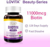 Lovita Maximum Strength 11,000Mcg Biotin: Fast-Dissolving, Vegetarian Tablets - Easily Absorbed, Gluten & Dairy-, 128 Vegan-Friendly Tablets