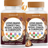 Superfood Md Lions Mane Mushroom Supplement With Turkey Tail Reishi Cordyceps Chaga With Marshmallow Root - 120 Count