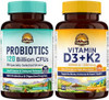 Vitalitown Probiotic + Vitamin D3 K2 Bundle (Pack Of 2) Probiotics 120 Billion Cfus (Item 1) & Vitamin D3 10000 Iu Vitamin K2 (Mk7) 200 Mcg (Item 2) 30 Probiotic Capsules & 90 Capsules