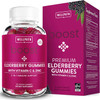 Wellpath Boost Elderberry Gummies With Zinc & Vitamin C Immune Support Supplement For Adults Immunity Booster Vitamins Sambucol Black Gummy Non-Gmo & Vegan, 60 Ct