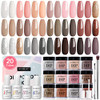 Azurebeauty 20 Colors Dip Powder Nail Kit Starter Azurebeauty Classic Nude Collection Glitter Pink Neutral Chocolate Brown Skin Tone Dipping Powder Liquid Set With Top/Base Coat French Nail Art Manicure Diy