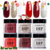 Azurebeauty Dip Powder Nail Set Red Burgundy Rose Berry Clear Dip Powder Liquid Sets Clear 15Ml Dipping Powder Sets