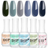 Azurebeauty Dip Powder Nail Set 6 Colors Blue Sage Green Grey Shades & 15Ml 8Pcs Dip Powder Liquid Set With Base & Top Bond Activator Brush Saver Salon Home No Nail Lamp Needed