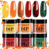 Azurebeauty Fall Dip Powder Nail Set Yellow Orange Gold Red Shimmery Green Glitter 6 Colors Dipping Powder Starter Kit French Nail Art Manicure Diy Salon No Need Nail Lamp Cured