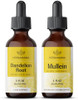 Herbamama Herbal Liquid Drops Kit - Bundle Of Dandelion Root & Mullein Leaf Tincture 2 Fl Oz - Vegan Non-Gmo Sugar & Alcohol- - 2 Pack