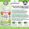 Best Triple Strength Omega 3 Fish Oil Pills - 180 Capsules - 2400mg High Potency Burpless Lemon Flavor 864mg EPA 576mg DHA Ultra Pure Liquid Softgels