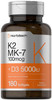 Horbäach Vitamin D3 K2 5000 iu | 100mcg MK-7 Complex | 180 Softgel Capsules