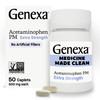 Genexa Clean Acetaminophen PM 500mg Extra Strength Dye Free Pain Reliever Nighttime Sleep Aid Fever Reducer 0% Artificial Additives Relieves Headache Backache Minor Arthritis Pain 50 Tablets