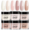 Azurebeauty 5+3 Pcs Dip Powder Liquid Set & 6 Color Dusty/Light Pink Champagne Shimmery Dip Powder Nail Nude Set No Need Nail Lamp Cured