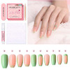 24Pcs Medium Length Press On Nails Azurebeauty Short Coffin Fake Nails With Design French Acrylic False Nail Full Cover Art Salon Kit For Women Girls With Glue Stick10 Sizes(Nude Pink&Green)