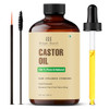 Botanic Hearth Castor Oil 100% Pure & Natural Cold Pressed 2 Fl Oz For Hair Eyelashes & Eyebrows Hexane Fast Absorbing With Applicators & Dropper