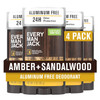 Every Man Jack Amber + Sandalwood Men’S Deodorant - Stay Fresh With Aluminum Deodorant For All Skin Types - Odor Crushing Long Lasting With Naturally Derived Ingredients - 3Oz (4 Pack)